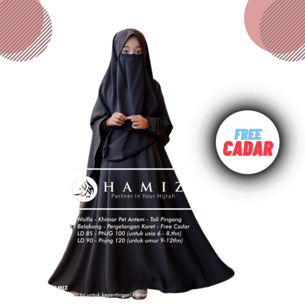 Gamis Muslim Anak Perempuan Umur 7 - 15 Tahun Terbaru | Baju Anak Muslim Set Hijab Dan Cadar | Gamis