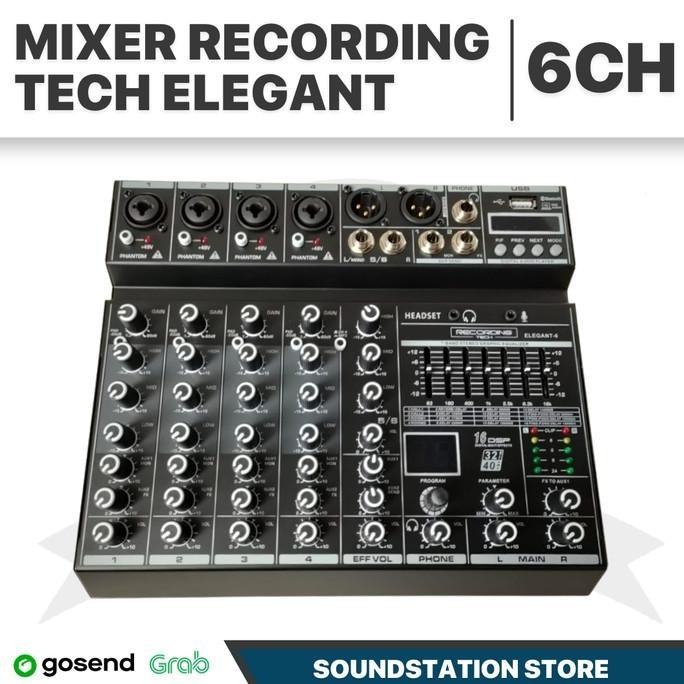 Mixer Recording Tech Elegant - Mixer 6 Channel Podcast Recording