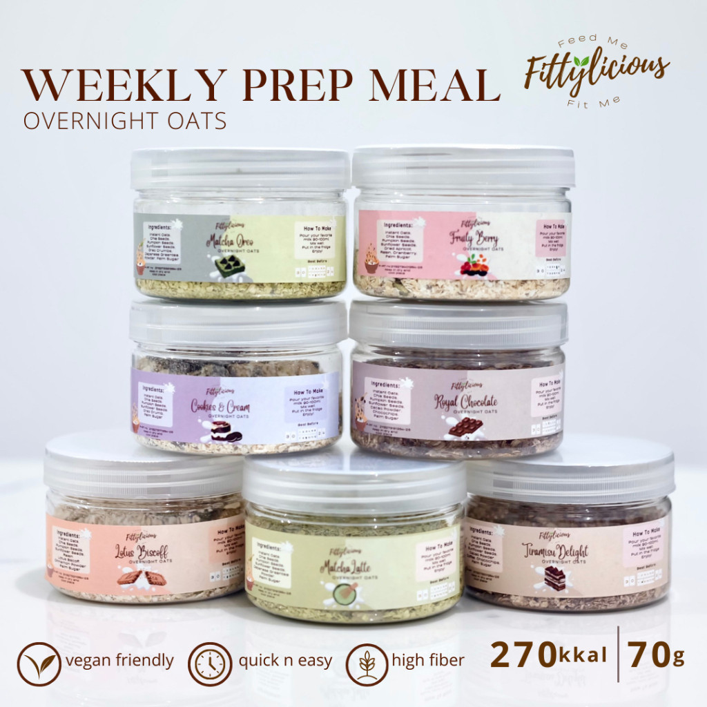 

Fittylicious Diy Overnight Oats Jar Weekly Prep Meal / Oatmeal / Sereal Oat