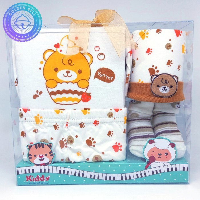 

Baju Set Kado Hampers Hadiah Bayi Baru Lahir Newborn Bear Coklat Muda