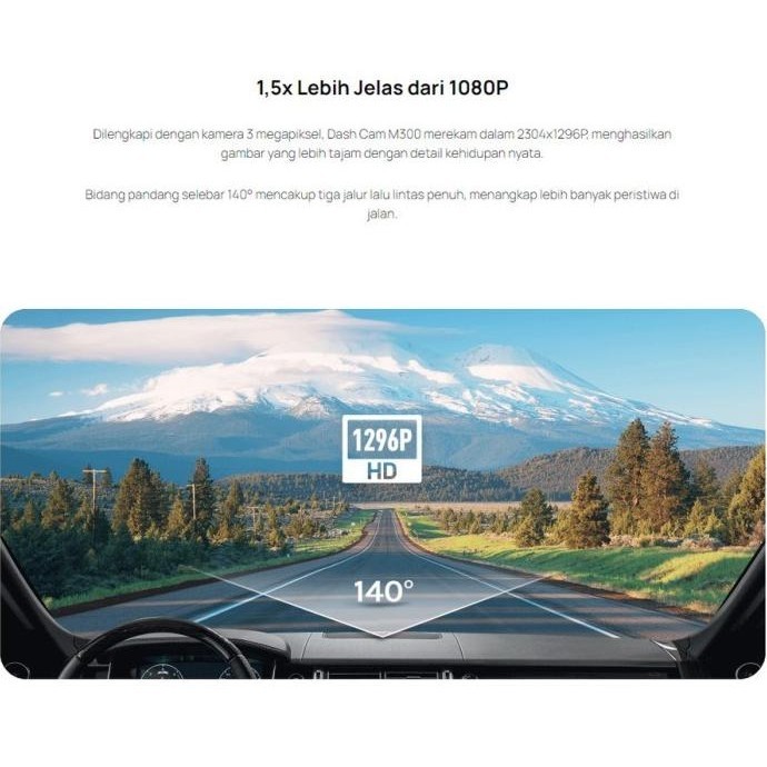 70Mai Smart Dashcam M300 1296P Wifi Auto Record - Garansi Resmi