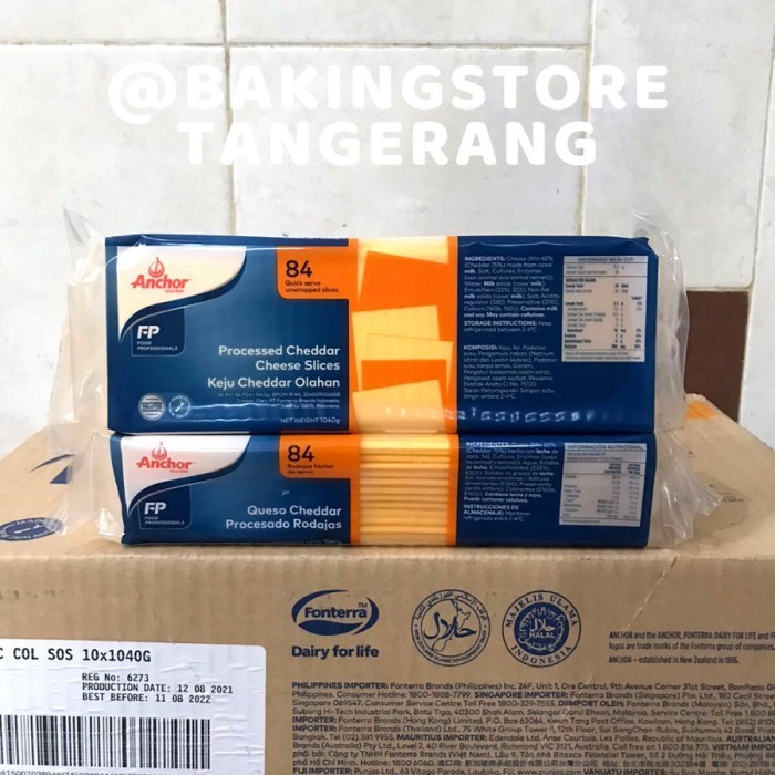 

Anchor Orange Cheddar Slice / Keju Slice Anchor (1Kg - 84 Slices)