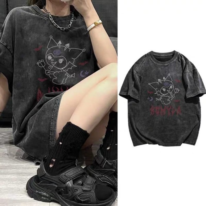 Marwa - (Dz) T Shirt Washing Black Kuromi Komy Oversize V1 (Nr)
