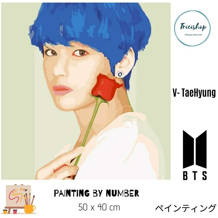 DIY painting by number BTS PERSONA 50x40cm lukisan BTS V - TaeHyung