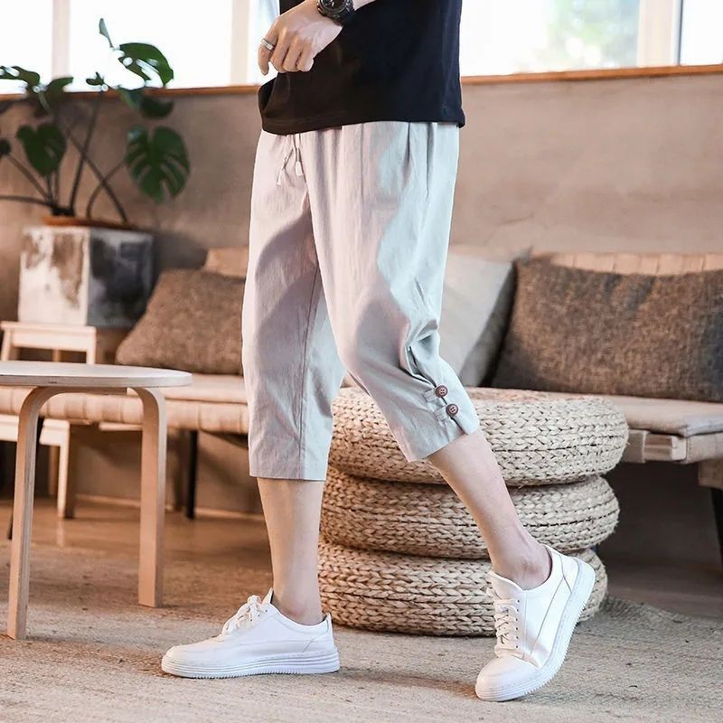 Celana Sobek Trendi Pria, Celana Pendek Kasual Longgar Gaya Korea Tipis