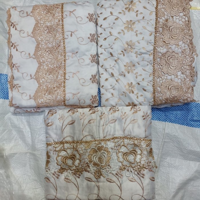 Mukena Terusan Sutra Paris Renda Swarovski/Telekung Mewah/Rukuh Bordir