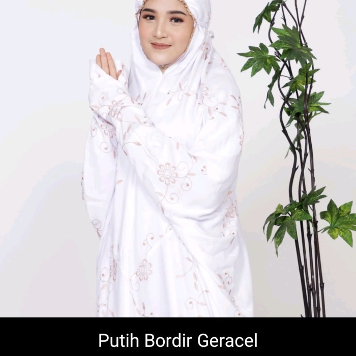 Mukena Terusan Dewasa Katun Rayon Putih, Mukenah Terusan Telekung