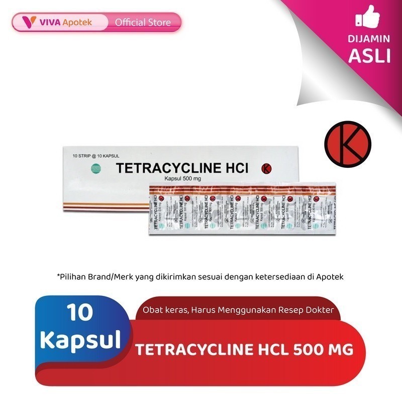 Tetracycline HCl 500 mg / Infeksi Bakteri / Antibiotik (10 Kapsul)