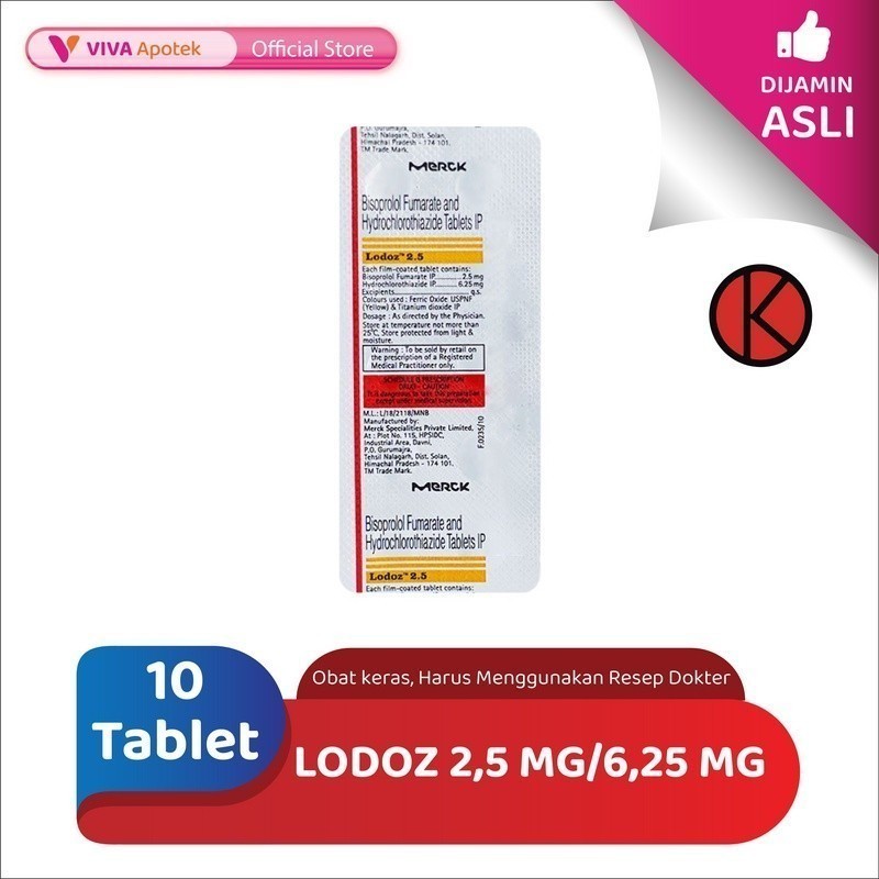 Lodoz 2,5 mg/6,25 mg / Bisoprolol / Hydrochlorothiazide / Hipertensi
