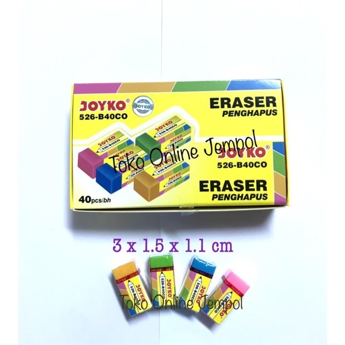 

Isi 40 Ghapus Kecil Warna Joyko 526 B40Co Color Eraser Atk1048Jy