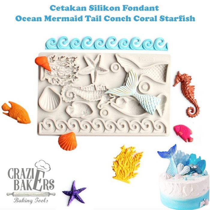 

Hasib - Cetakan Silikon Fondant Ocean Mermaid Tail Conch Coral Starfish