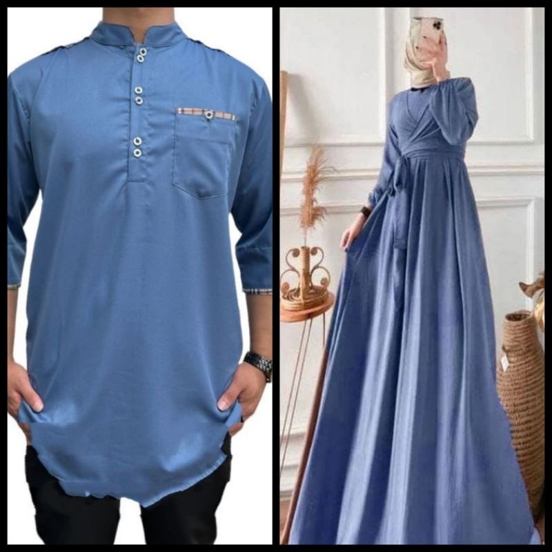 ALESHA COUPLE / GAMIS DRESS BAJU KEMEJA KOKO KURTA LEBARAN COUPLE PASANGAN AYAH IBU SUAMI ISTRI JUMB
