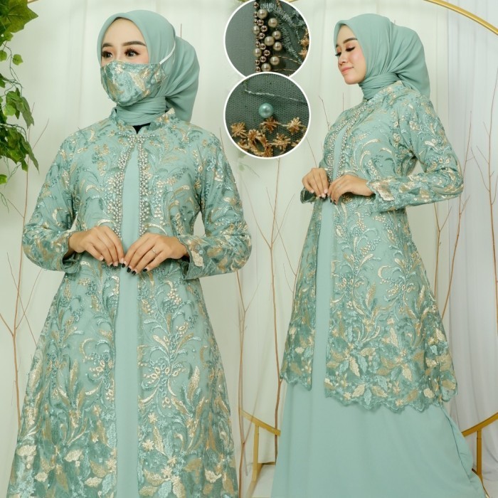 GAMIS TWO-TONE KARINA/GAMIS KEBAYA, DRESS BROKAT/DRESS PESTA,DREES