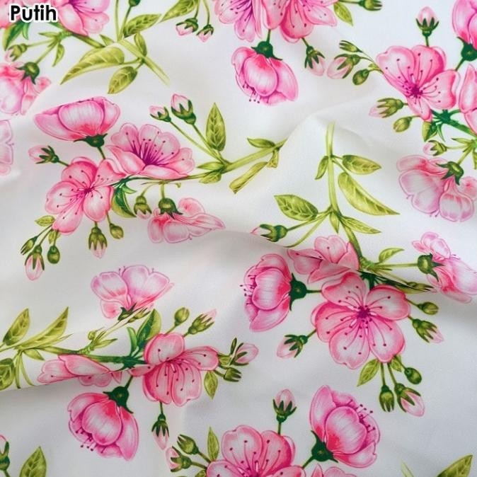 

New Sale Kain Print Bunga Sutra / Mosscrepe - Flower Print 002 (Per 0,5 Meter) Pengiriman Cepat