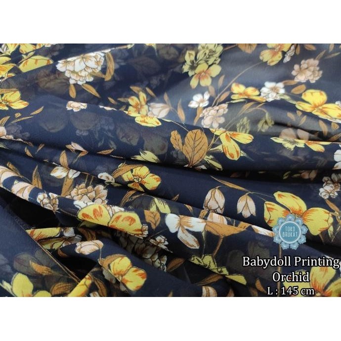 

Best Seller Kain Babydoll Printing / Babydoll Sutra 002 Orchid (Per 0,5 Meter) Terbaik
