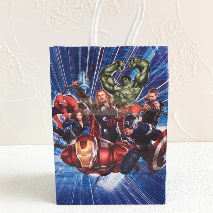 

,,,,,,,] paper bag tas kertas snack souvenir hampers ultah anak avengers