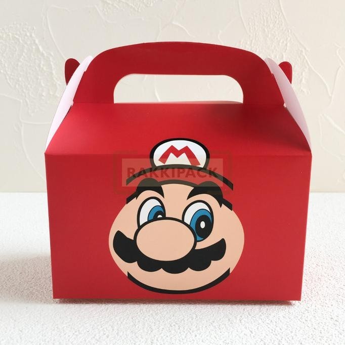 

monggo] gable box paper bag tas kertas snack ultah anak muka mario