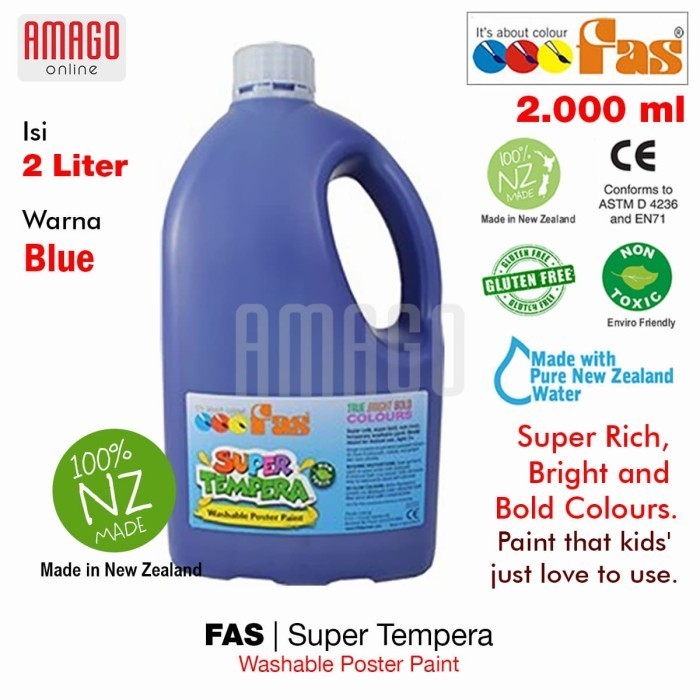 

Fas - Tempera Washable Poster Paint - 2 Liters - Blue - 048