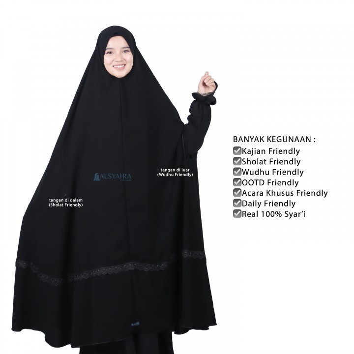 NEW PREMIUM DAILY HIJAB Set Khimar Syari Handzipper Altajh Haramain Niqab Poni Jetblack Alsyahra