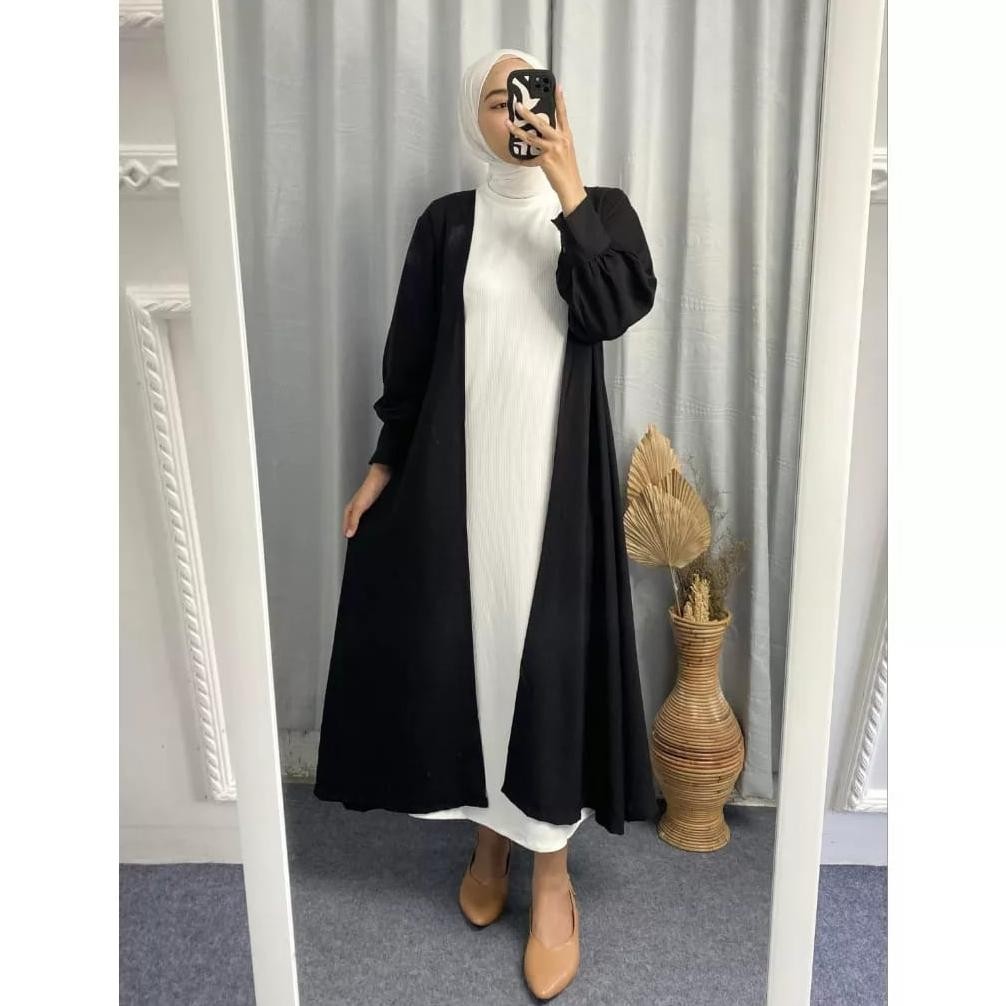 Ramadhan Sale Belia Long Outer Polo Linen Cardigan (Dubai Outer) Original