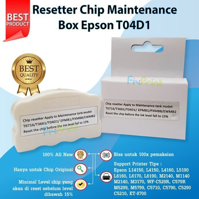 Resetter Chip Maintenance Box Epson T04D1 T3661 L6290 L6460 L6490