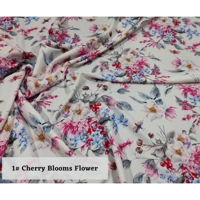 

Kain Print Bunga Sutra / Mosscrepe - Cherry Blooms Flower (Per 0,5) Pengiriman Cepat