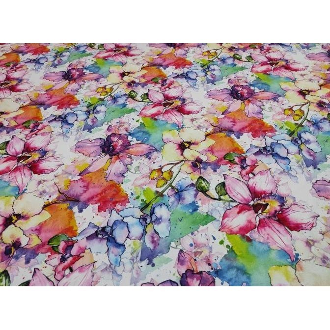 

Kain Print Bunga Sutra / Mosscrepe - Angelonia Garden (Per 0,5 Meter) New Sale