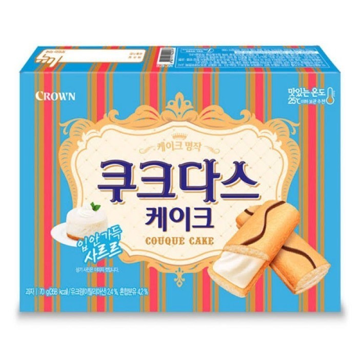 

TERJAMIN [77gr] Crown Couque Dasse Cake - Kue Krim Vanilla Snack Korea