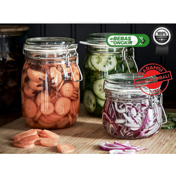 PAKET 4 PCS TOPLES KACA KUE KERING KOPI MINI JAR KEDAP UDARA - 500ML