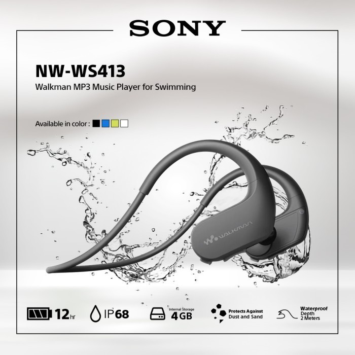 Sony Nw-Ws413 Black Walkman Waterproof For Swimming / Nw Ws413