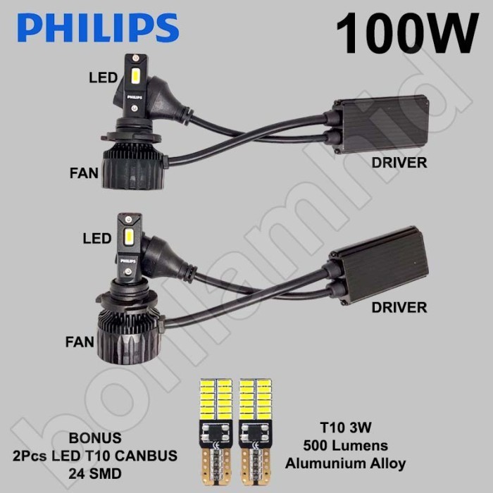 Led Philips H7 Ultinon Rally Lampu Led Mobil 100 Watt 9000 Lumens