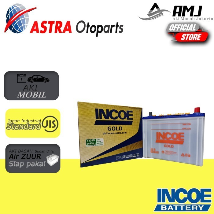Aki Mobil Incoe Gold Mitsubishi Pajero Ns70L / 65D26L Aki Basah 65Ah