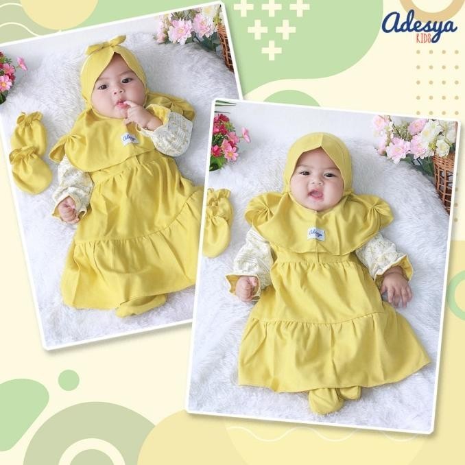 baju muslim gamis bayi perempuan Newborn, gamis Aziza
