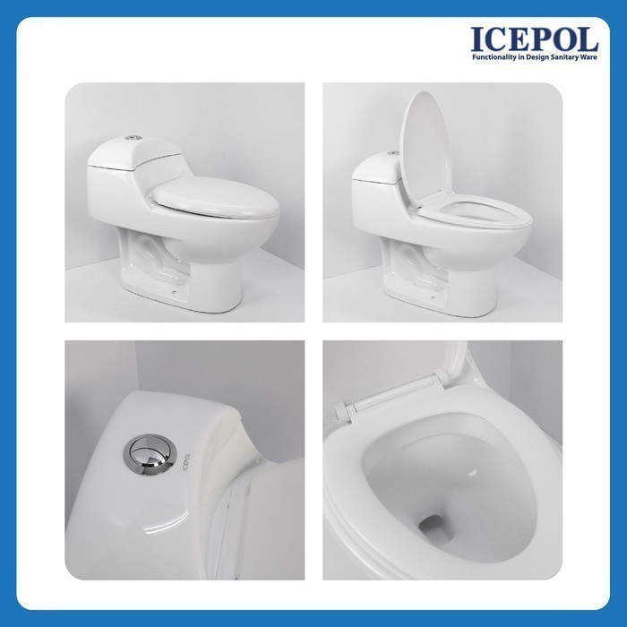 Icepol Kloset Duduk One Piece Murah Elegant Komplit Set Ic8025