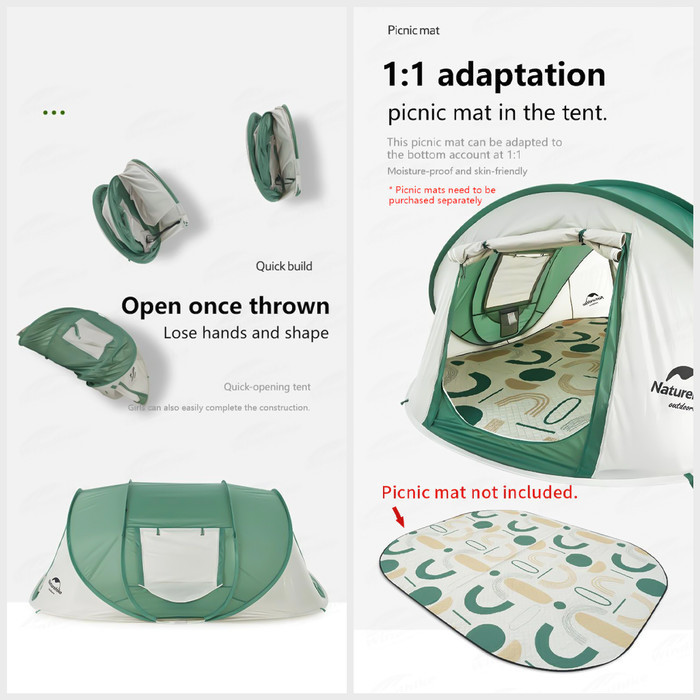Tenda Camping Pop Up Naturehike Cnh22Zp006 Hand Pop Up Tent 3-4P