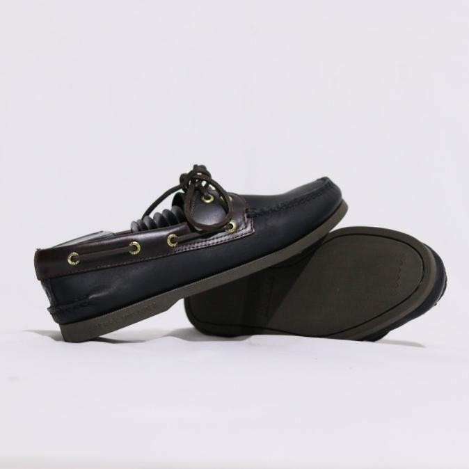 Sepatu Kulit Pria Sperry Amaretto Leather Black/Dark Brown Original  Mesandi