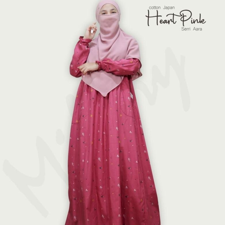 Promo Homedress Gamis Daster Baju Muslim Dewasa Milary Hitam Coklat Pink Biru Cream - Heart Diamond 