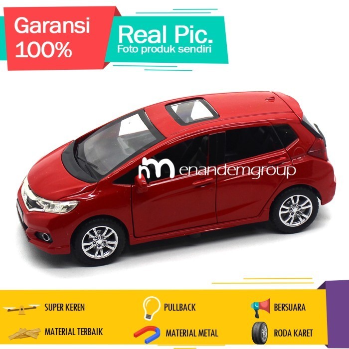 Diecast Miniatur Mainan Mobil Metal Honda Jazz Fit Buka Pintu Led