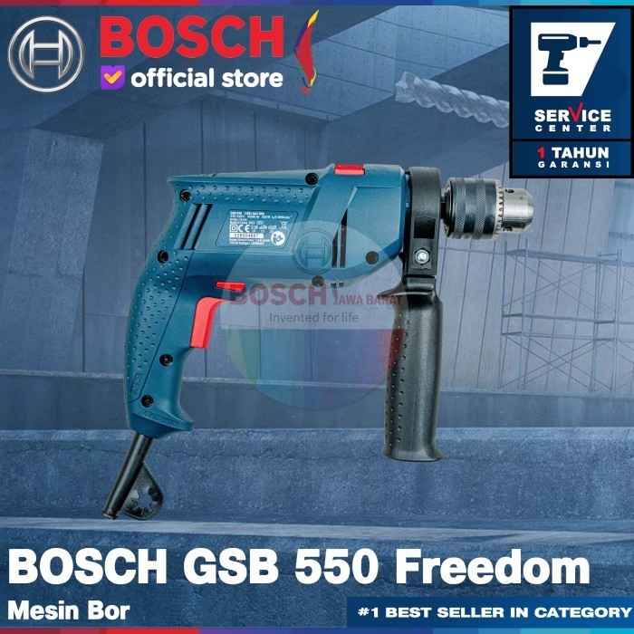 Bosch Impact Drill Gsb 550 Freedom Kit Set 550 Watt Bor Dan Toolkit