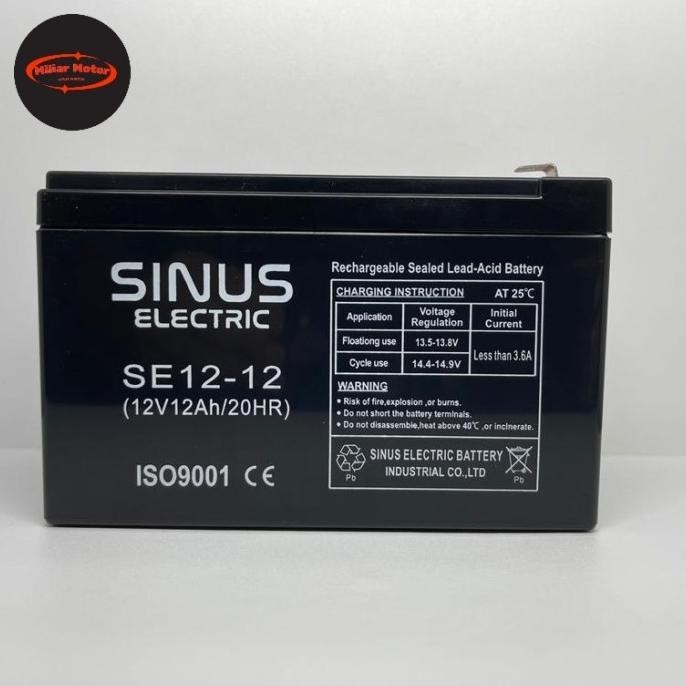 AKI KERING UPS SEPEDA LISTRIK SINUS 12V 12AH VRLA BATTERY MR JACKIE
