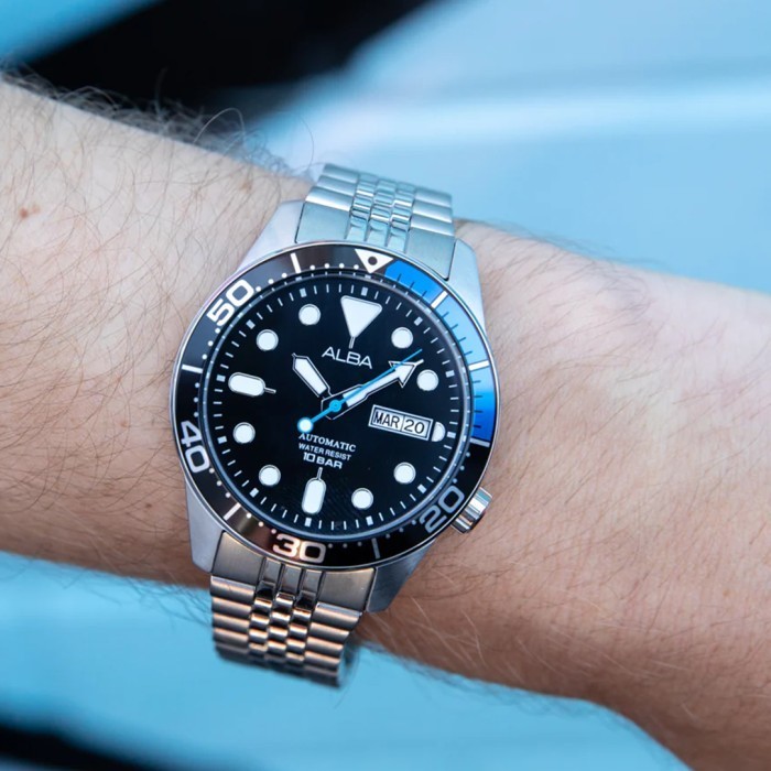Jam Tangan Pria Alba Automatic Stainless Black Dial Al4195
