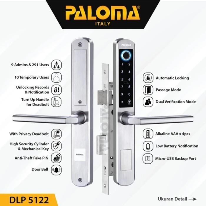 PALOMA DLP 5122 DIGITAL LOCK SMART HOME DOOR KUNCI PINTU ALUMINIUM