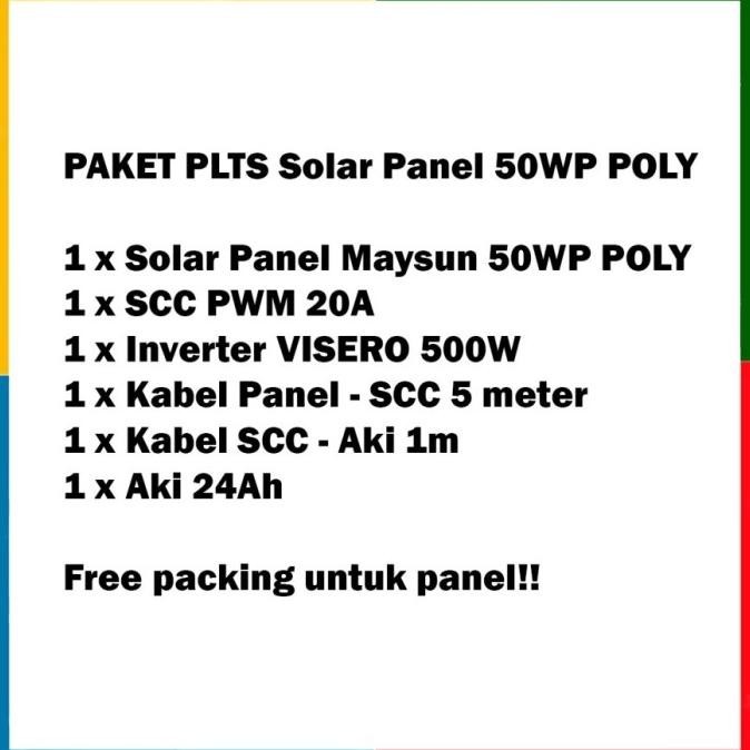PAKET PLTS SOLAR PANEL 50WP POLY AKI 24AH UPS