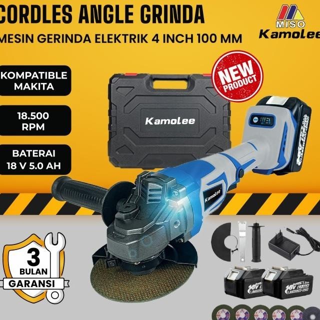 Sale| Kamolee Mesin Gerinda Cordless 4 Inch 100 MM Brushless Motor