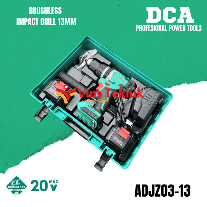 Dca Adjz03-13 Brushles Hammer Drill Dca Mesin Bor Baterai 13Mm 20V