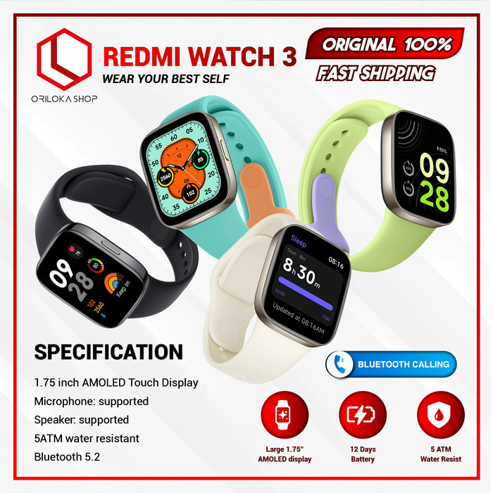 Mi Redmi Watch 3 Smartwatch 5 Atm - Garansi Resmi