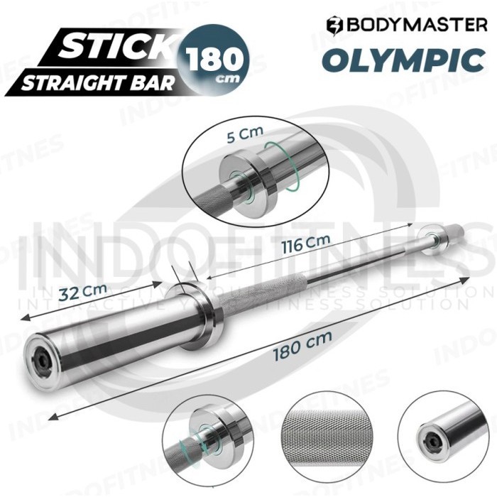 Bodymaster Stick Olympia 180Cm Dumbell Olympic Bar Barbel Gym Chrome Termurah Terlaris Promo