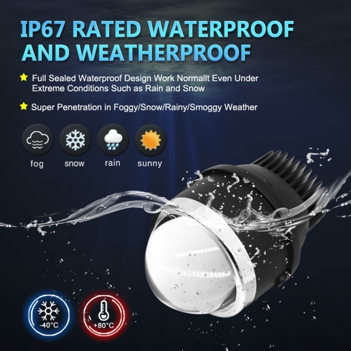 Foglamp Bi-Led Projector Led Projie 3 Inch Hi-Lo 3 Warna Blue Lens