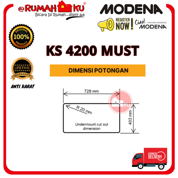 Modena Kitchen Sink 2 Bowl - Ks 4200 Must