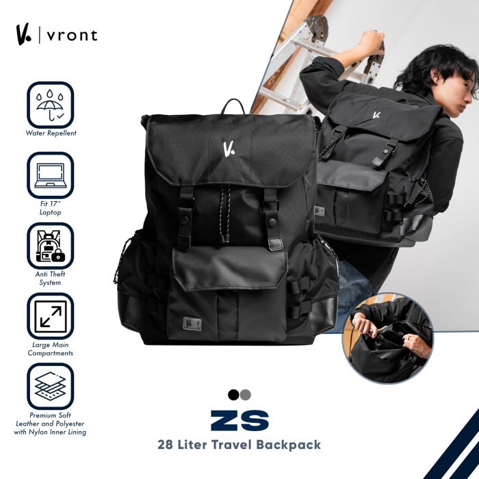 Vront Zs - Backpack 17 Inch - Black Termurah Terlaris Promo